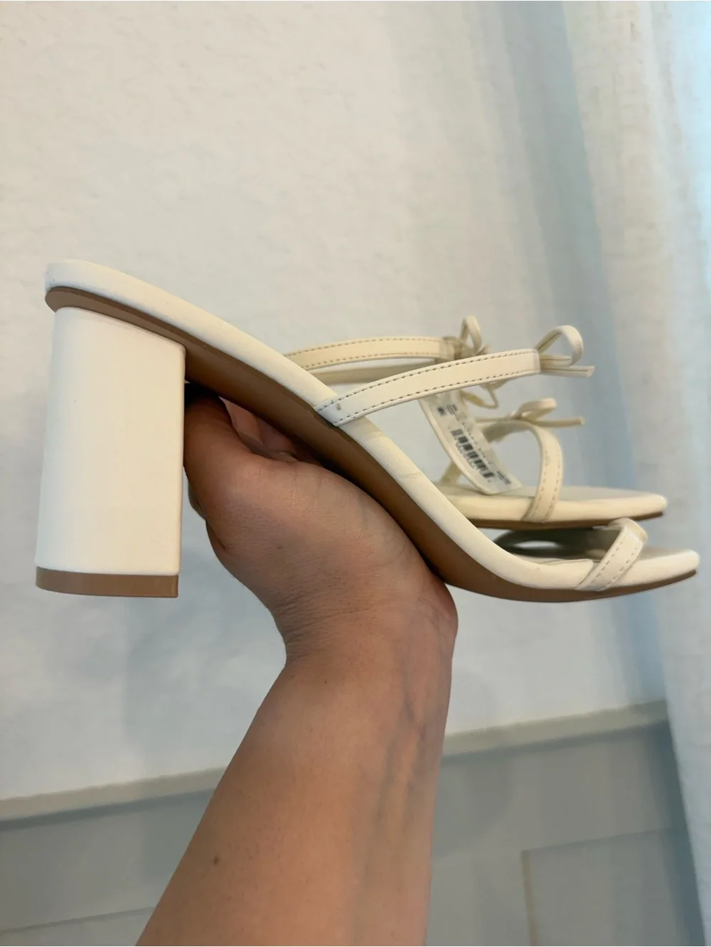 Altar'd State White Bow-Strap Square Toe Block Heels
